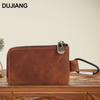 Monedero de Cuero de Caballo Loco Dujiang Nuevo Modelo, Estuche para Guardar Audífonos y Llaves, Riñonera, Bolso Multifuncional para Hombre