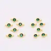 Cor Dourada 14K Zircônia Diamante Colorido Micro-Pavimentada Preservação da Cor Acessórios de Engrenagem Redonda Pendurados Simples e Duplos Material de Conexão para Pulseira Brincos DIY