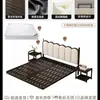 Cama de Hierro Forjado Colgante para Dormitorio del Hogar, Cama Doble Moderna Minimalista con Estructura de Listones, Reforzada y Engrosada, Cama con Revestimiento Suave para Viviendas de Alquiler