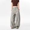 Pantalones casuales de rayas estilo retro americano old money para hombres y mujeres, con corte holgado y caída, versátiles y adelgazantes, adecuados para ir al trabajo, pantalones de pierna ancha a la moda