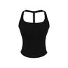Top Esportivo com Decote U e Bojos, Básico Liso para Fitness, Camisole Curta Sexy Costas Abertas Slim