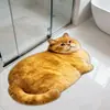 Tapete de terra de diatomáceas para banheiro com tema de gato de desenho animado, adequado para uso no banheiro, vaso sanitário ou na entrada, absorvente, antiderrapante e ideal para uso doméstico