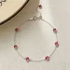 Pulsera de Plata de Ley S925 con Burbujas de Rubí y Diamante para Mujer, Pulsera de Lujo Ligero de Gama Alta, Joyería de Nicho de Moda y Sencilla al por Mayor
