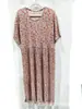 Vestido estilo coreano, cuello redondo, cómodo camisón para mujer, informal, fresco, plisado, manga corta, floral, vestido largo adelgazante.