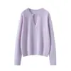 Suave e intelectual~Suéter de cashmere com botões e decote em V de estilo simples para mulheres, suéter de malha para usar por baixo, roupas femininas de designer