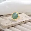 Joyería Transfronteriza Europea y Americana, Anillo Abierto Cuadrado de Piedra Preciosa Degradada Estilo Vintage, Anillo de Ojo de Gato con Diseño Ins