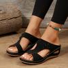 2023 Verão novas sandálias femininas cunha Amazon venda transfronteiriça Europa e Estados Unidos sapatos de cunha grossa flor atacado