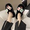 Chinelos de lã fofos estilo coreano Mahjong ins feminino Roupa exterior na moda Internet popular outono e inverno fundo grosso interior chinelos de lã para uso doméstico