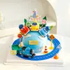 Decoração de Bolo de Carro de Puxar com Tema de Carros, Carro Pequeno Decoração de Mesa de Sobremesa de Aniversário Infantil Enfeite de Encaixar