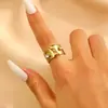 Anillos Europeos y Americanos de Acero Inoxidable con Circonita, Anillos de Lujo de Nicho de Gama Alta, Joyería de Línea Irregular, Anillos Transfronterizos para Mujeres