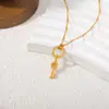 Colar com Pingente de Chave Brilhante Banhado a Ouro 18K Personalizado Transfronteiriço Europeu e Americano Colar de Linha Geométrica de Luxo Acessível de Alta Qualidade