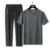 Traje Deportivo Casual para Hombre Camiseta de Manga Corta Verano Delgado Seda de Hielo Ropa Duffy Colocación Atractiva Conjunto de Dos Piezas para Hombre