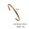 Pulsera de Acero Inoxidable con Incrustaciones de Diamantes de Moda Europea y Americana, Elegante y Versátil, Pulsera Abierta de Acero de Titanio Prensada con Aceite de Oro de 18 Quilates, Suministro Transfronterizo