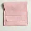 Bolsa de terciopelo de microfibra de doble cara con tapa abatible para joyería, bolsa de almacenamiento tipo sobre con tapa abatible para joyería, bolsa con cordón para pendientes y collares