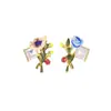 Aretes de Flor de Esmalte Estilo Francés al por Mayor Aguja de Plata S925 Nicho Sencillo Microincrustación Moda Floral Goteo de Aceite
