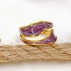Anillo de Apertura Ajustable con Goteo de Aceite Transfronterizo para Mujer, Chapado en Oro Real de 18K, Pulsera de Esmalte Elegante de Moda para Mujer