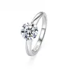 Producto nuevo original anillo de plata de ley 925 giratorio individual de moissanita redonda de 6.5 mm para mujer, joyería minimalista de nicho de alta gama
