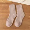 Meias Grossas com Forro de Lã Femininas de Inverno Meio da Panturrilha Meias de Terry Coloridas Meias à Prova de Odor Terry Quente para Inverno Feminino