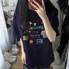 Verão 2026 Nova Camiseta Top de Algodão Puro Estilo Coreano Tamanho Grande com Estampa Divertida de Desenho Animado, Unissex de Manga Curta e Versátil