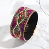 Comercio Transfronterizo Pulsera de Cuero con Cuentas de Arroz y Piedras Pulsera Bohemia de Gemas Hebilla Magnética de Acero Inoxidable Pieza de Mano para Mujer