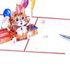 Tarjeta de cumpleaños de gato, creativa tarjeta de felicitación tridimensional 3D, tarjeta de invitación de cumpleaños infantil recortada en papel, tarjeta de regalo navideña con bendición