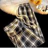 Calça Quadriculada Preto e Branco de Primavera e Outono para Homens e Mulheres, Calça Casual Americana com Cintura Elástica, Calça Retrô Solta Reta de Perna Larga Ins