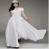 Aliexpress Amazon Europeu e Americano Decote V Manga Curta Boêmio Chiffon Cintura Marcada Emagrecedor Cobertura da Barriga Vestido Longo