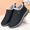 Sapatos de Algodão Femininos de Inverno com Forro de Lã, Sapatos de Caminhada Quentes, Impermeáveis e Antiderrapantes, Sapatos de Calçar Fácil para Mulheres de Meia-Idade e Idosas, Sapatos de Mãe com Solado Grosso