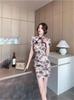 2025 Novo Estilo de Verão República da China Cheongsam Melhorado Cintura Curta Emagrecimento Elegante Ladylike Feminino Vestido Chinês