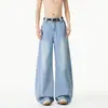 Jeans Vintage de Seda Helada para Hombre, Estilo Delgado de Verano, Pantalones Anchos de Pierna Ancha con Caída Suelta de Estilo Americano Moderno para Hombre, Verano