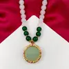 Collar de Jade Blanco, Collar de Madreperla con Cuentas Redondas de Jade Blanco de 8 mm, Colgante de Calabaza con Hebilla de Seguridad, Nueva Joyería Transfronteriza para Transmisión en Vivo