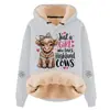 Sudadera con capucha informal elegante y holgada de talla grande para temporada de primavera y otoño, composite de algodón sintético, lana de cordero, hombros caídos, cordón