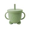 Vaso para beber para niños, dos en uno, de silicona con doble tapa, para meriendas, para entrenamiento de bebés, con pipeta para bebés