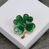 Broche de trevo de quatro folhas da sorte, broche de esmalte com óleo pingando, broche de folha de amor, vento natural, anti-exposição, atacado