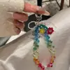 Cadena de Teléfono de Flor de Moda Cadena de Perlas Coloridas Dopamina de Verano Colgante Accesorio de Bolso Cadena Corta Perlas de Colores