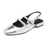 Estilo Francês Retrô Dedo Quadrado Fivela Dupla Fivela Traseira Sandálias Vazias Verão Novo Salto Grosso Dedo Redondo Mary Jane Estilo Flat Sapatos Femininos