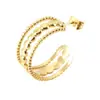 Pendientes Europeos y Americanos de Nueva Moda Sencillos de Acero Inoxidable Dorado de 18K Acero de Titanio Huecos Pendientes de Gama Alta para Otoño e Invierno para Mujeres