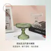 Suporte de Velas de Vidro Francês Elegante Transfronteiriço Suporte de Velas Romântico Suporte de Velas de Vidro com Padrão Vertical Branco Verde Copo de Velas para Casa