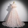 Vestido de Noite Rosa para Mulheres 2026 Novo Estilo Fashionável Elegante Aniversário Sem Alças Estilo Fada Vestido Leve de Gaze Pétala Vestido para Exame de Artes Vocais