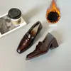 Mocasines Retro de Tacón Grueso y Punta Cuadrada para Mujer Nuevos sin Cordones Planos para Viajar al Trabajo Estilo Británico Zapatos Pequeños de Piel Planos Mujer