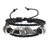 Acessórios de liga metálica de várias peças, corda de mão DIY tecida à mão, pulseira de couro simples para homens, moda de rua