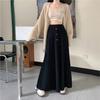 Falda Tejida con Hebilla Vintage Estilo Francés para Mujer Otoño e Invierno Moda Elegante Cintura Alta Corte A Acampanado Falda Larga de Lana