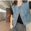 Chaleco Azul para Mujer, Moderno y Elegante para Otoño, Versátil sin Mangas Holgado Chaleco Chaqueta 6446