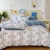 Juego de Cama Jacquard de Hilo Doble Personalizado Transfronterizo de Cuatro Piezas, Algodón Xiaozhu de Tres Piezas, Ropa de Cama Fresca con Estampado Floral para Dormitorio de Estudiantes