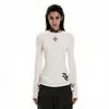 Camiseta de Manga Larga con Estampado de Letras Retro Americano de Moda para Mujer, Ajuste Delgado para Principios de Primavera, Favorecedora para Figuras Pequeñas, Top Versátil