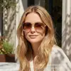 Óculos de Sol Europeus e Americanos de Moda Transfronteiriços para Mulheres Armação Grande Ponte Dupla Proteção UV Proteção Solar Celebridade da Internet Fotografia de Rua Tendência Ins Óculos de Sol