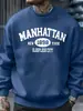 Manhattan Ciudad de Nueva York de las Noches sin Dormir Patrón Sudadera para Hombre Cuello Redondo Pulóver Casual Otoño Streetwear