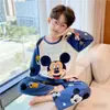 Pijamas para niños, Primavera y Otoño para niños, Manga Larga para niñas, Tallas medianas y grandes, Dibujos animados para niños, Ropa para el hogar para niños pequeños, Trajes finos de Otoño e Invierno