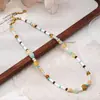 Novo Colar de Pedras Naturais Claras, Concha e Pinus Branco com Contas Estilo Boêmio Design de Nicho Corrente para Clavícula