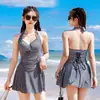 Traje de Baño de Color Sólido Adelgazante Moderno Conservador Sexy Popular Venta al por Mayor Traje de Baño Moldeador de Cintura Estilo Falda para Mujer